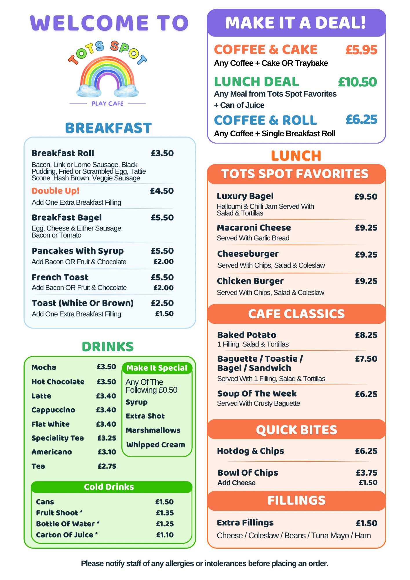 Adult menu