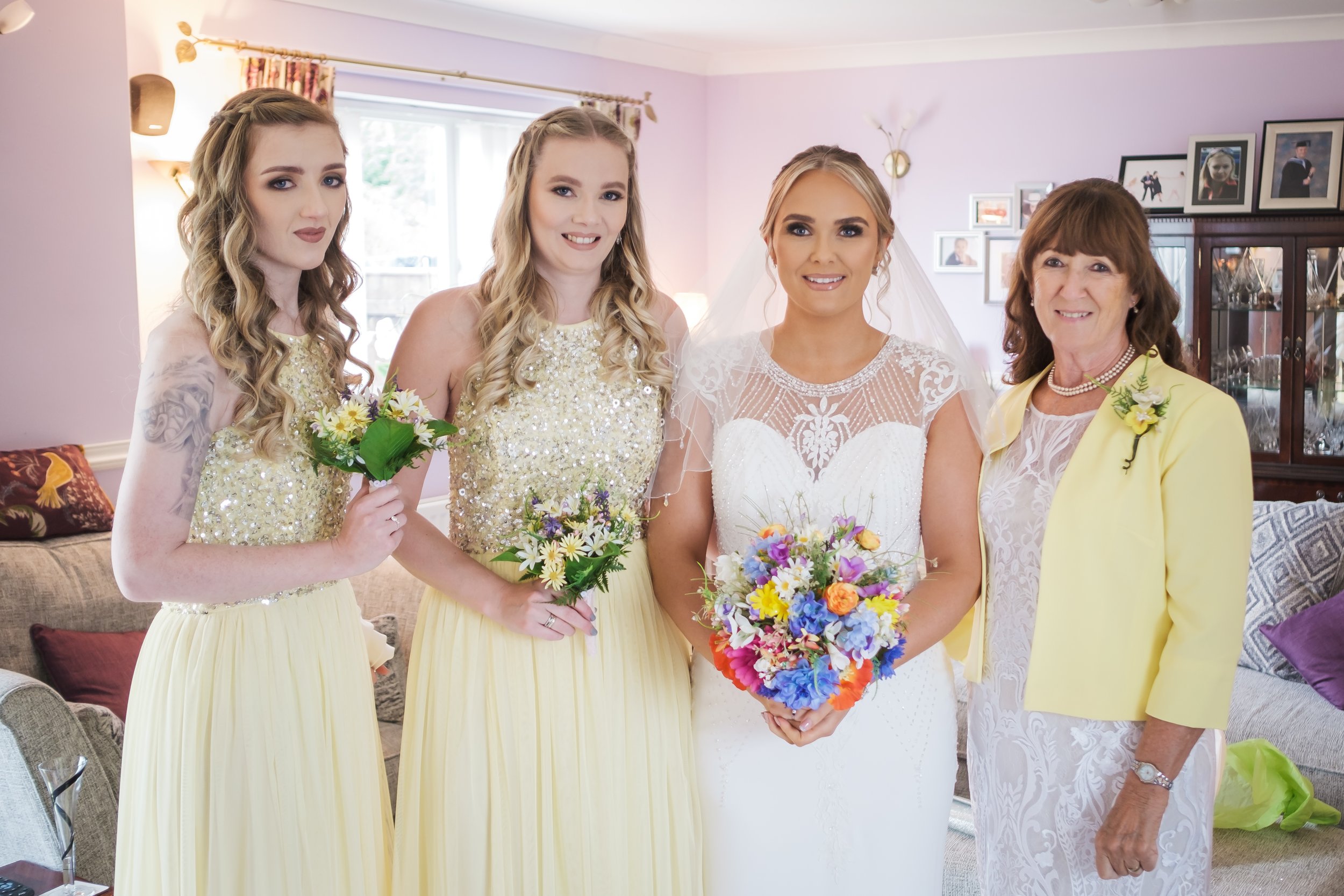 Sarah with her bridesmaids and her mother