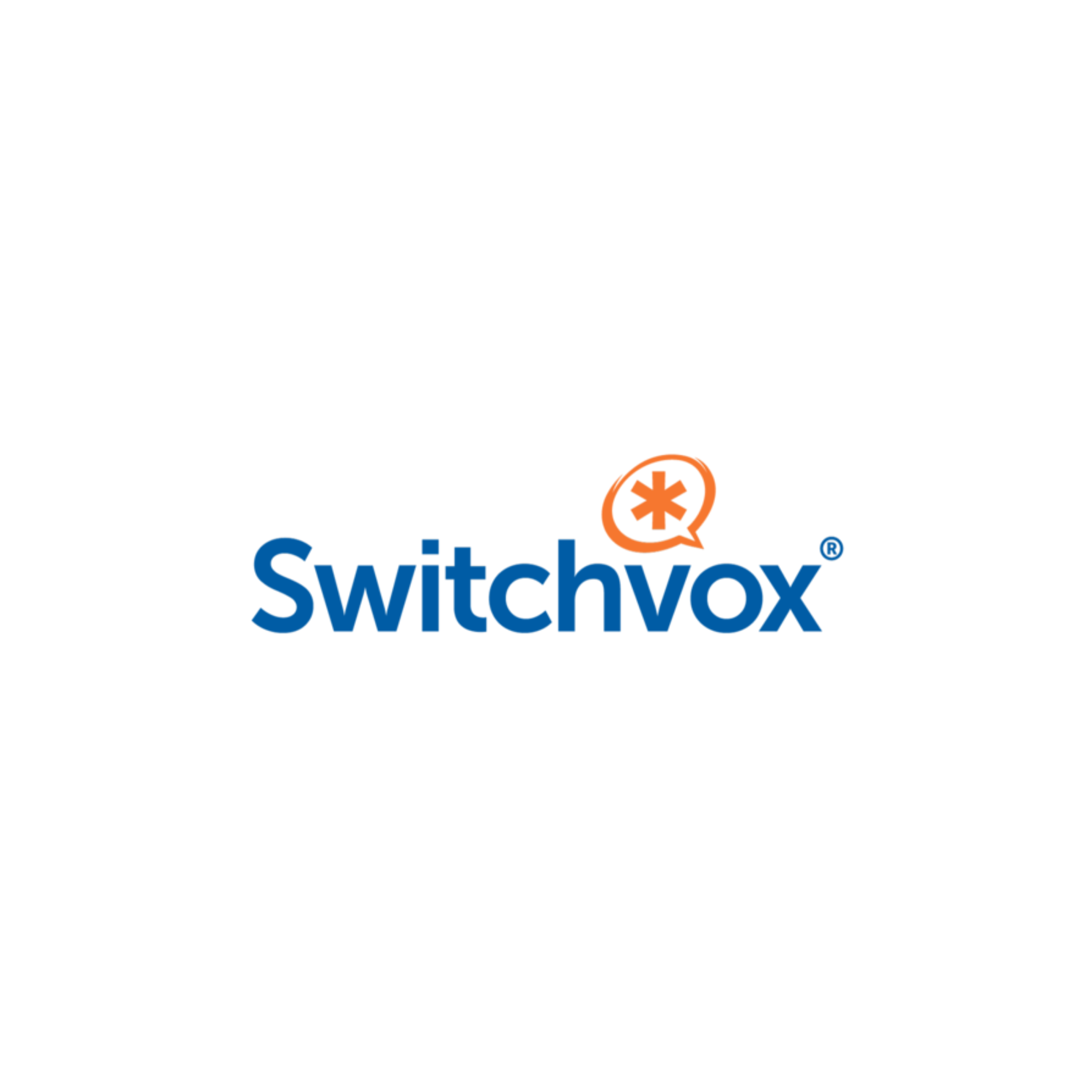 Switchvox logo with orange asterisk in speech bubble above the text.
