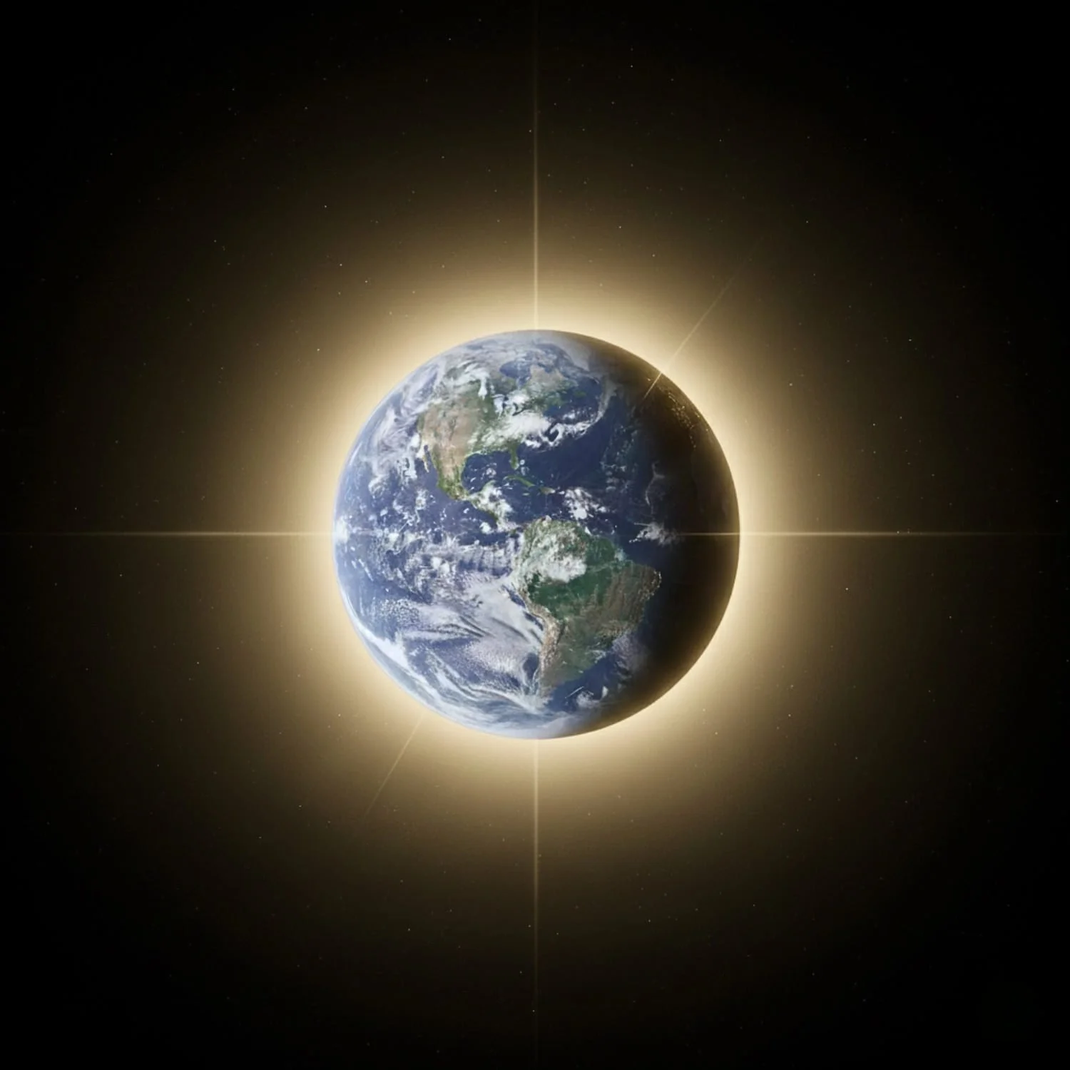 Planet Earth surrounded by light symbolising collective evolution and global unity