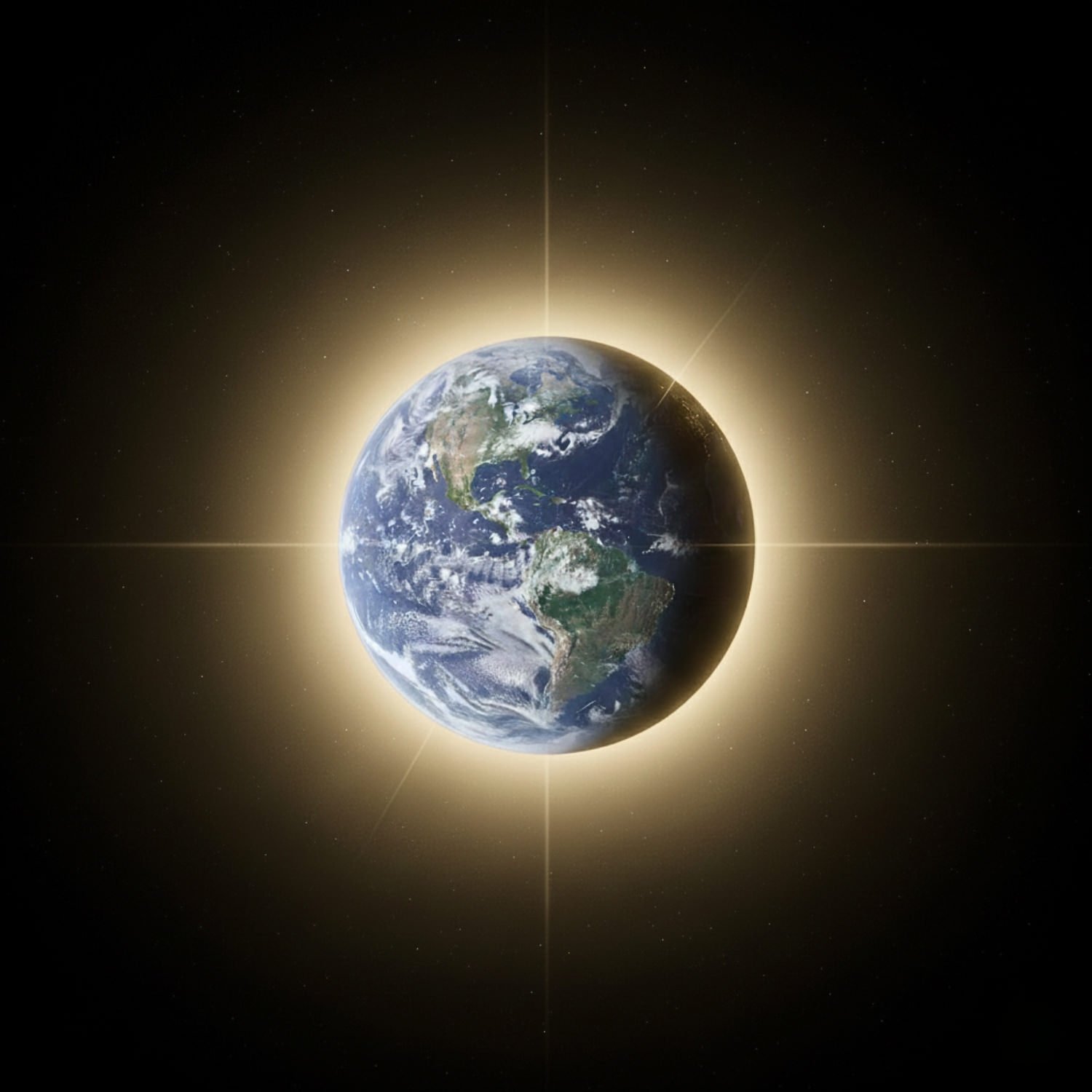 Planet Earth surrounded by light symbolising collective evolution and global unity