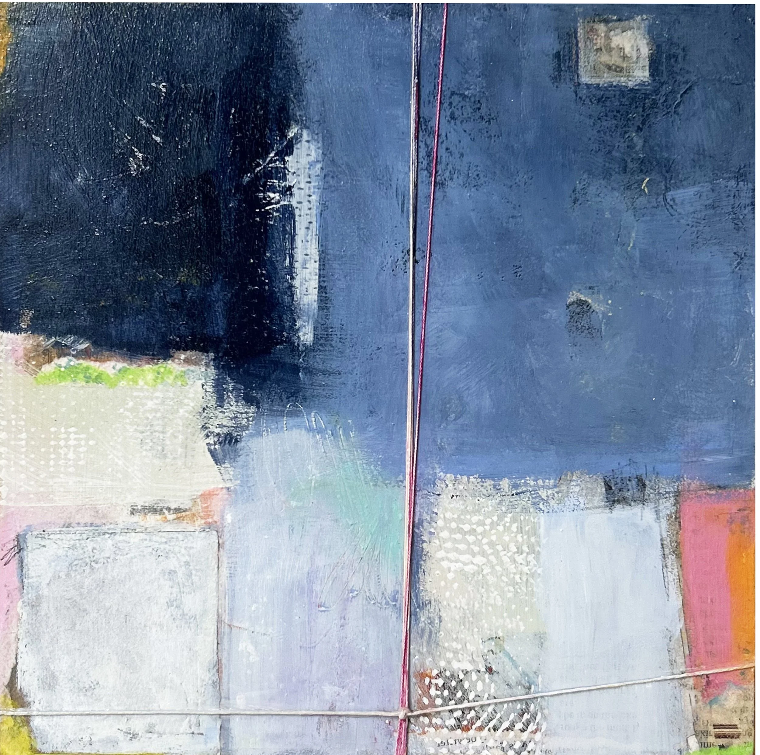 Rainstorm - 8×8in. Acrylic, mixed media on cradled panel.