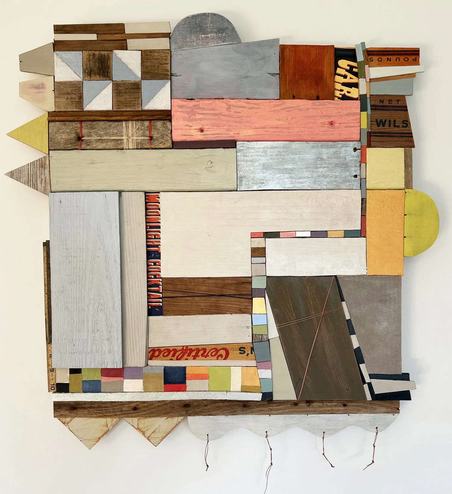 Moonlight Cocktail - 30x30in. Painted reclaimed wood on cradled panel.