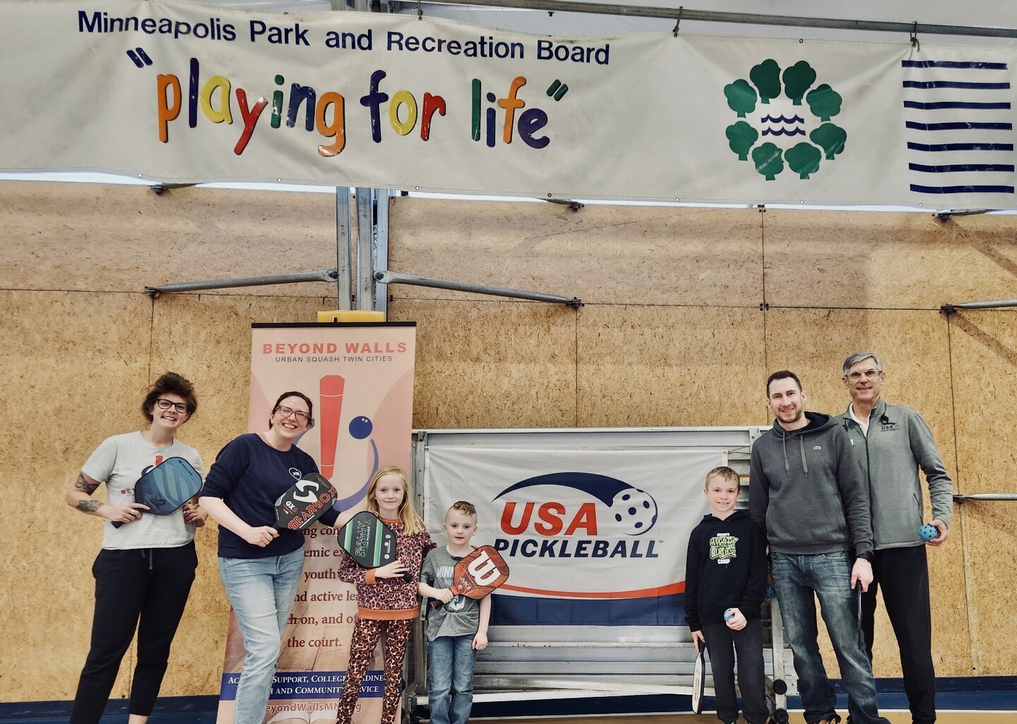 Our community pickleball clinics through @minneapolisparks and University of Minnesota PARKS Study have been a blast! Here are a few of our youngest drop ins and their families from last weekend at Bottineau Rec Center. We're excited to offer more op