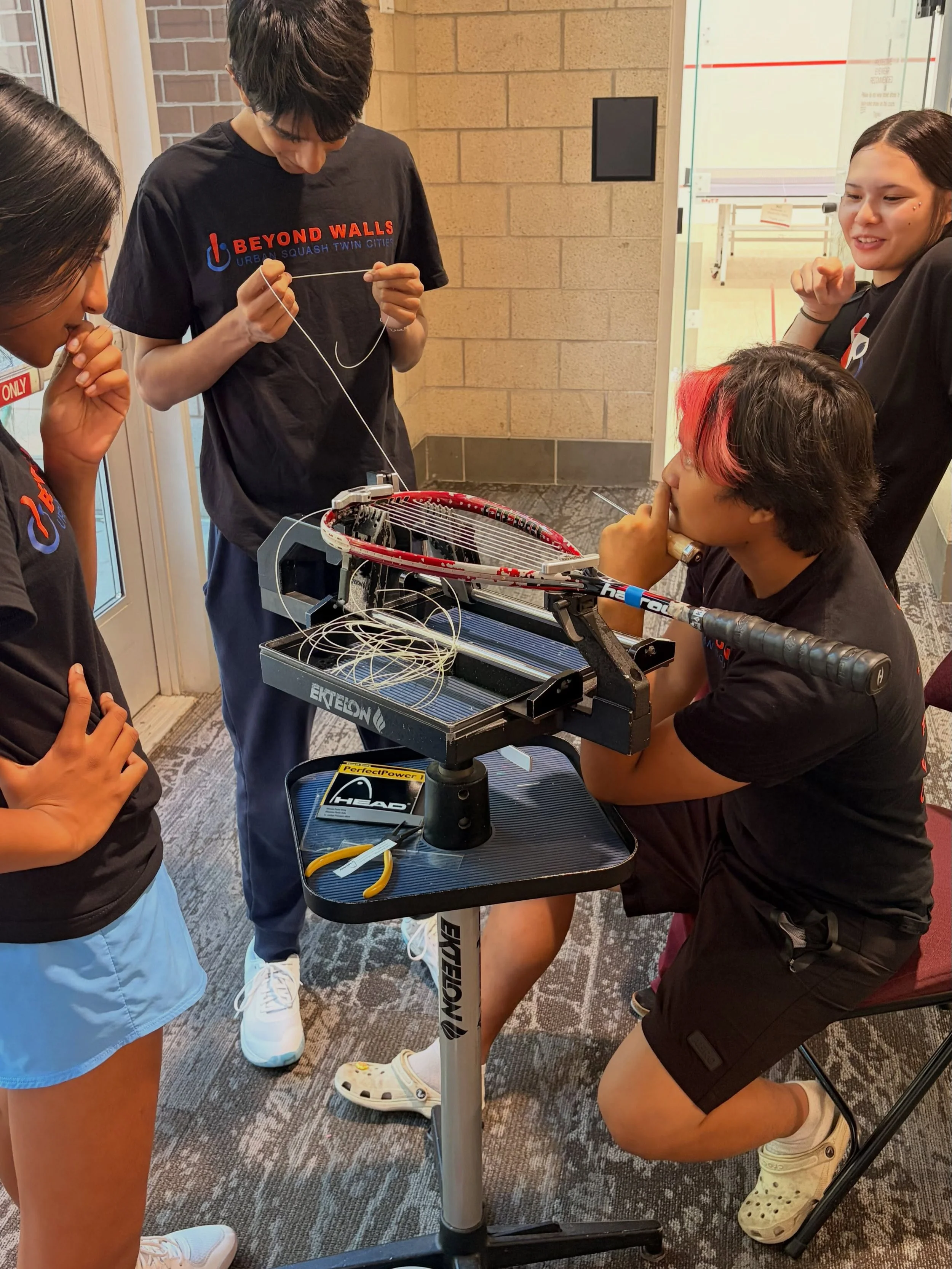 While our campers were designing a new sport to develop their leadership skills, our counselors were learning how to string a racquet! The volunteer work of our incredible counselors ensures the camp remains free and accessible for all students! Than