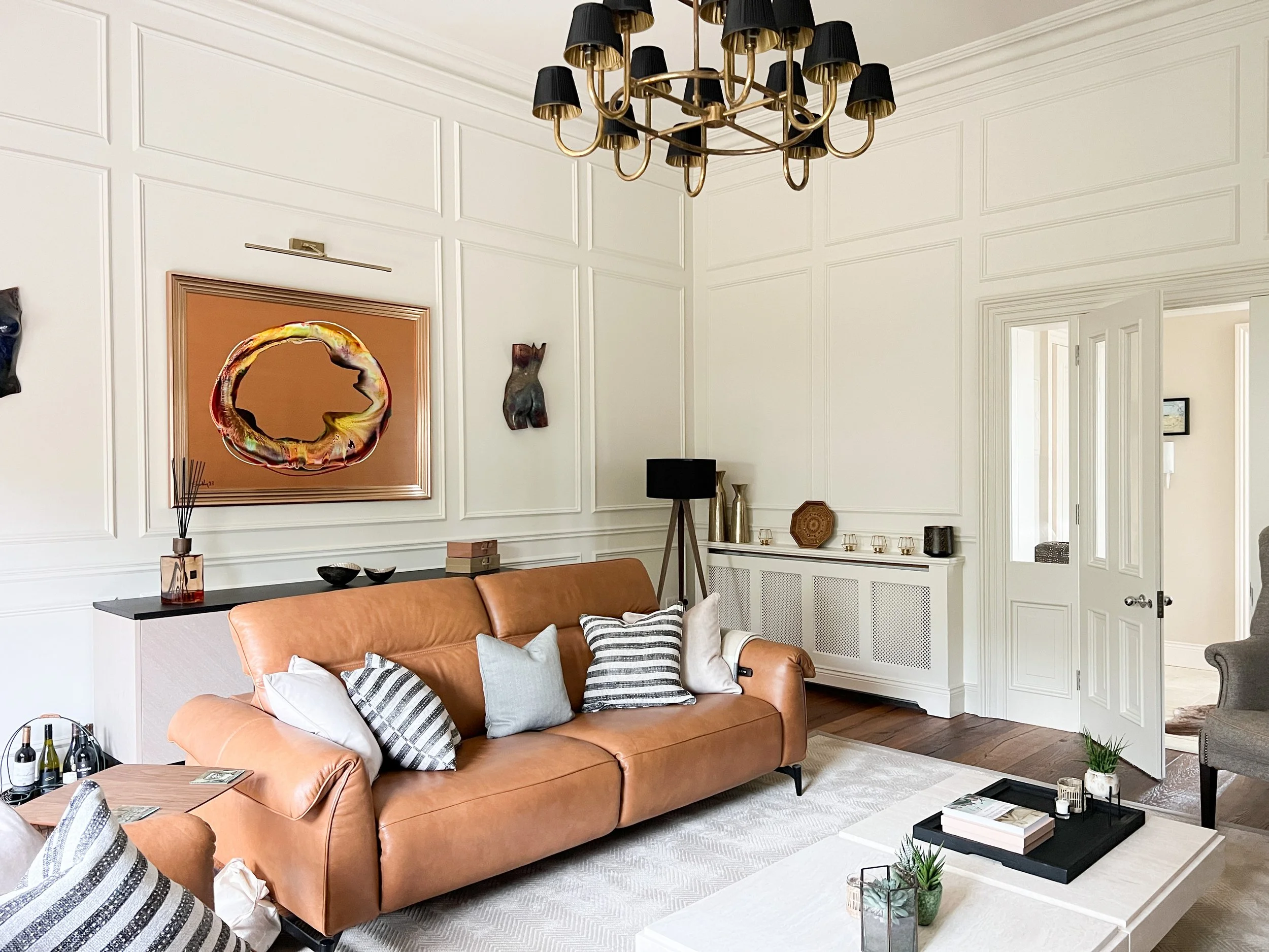 Farrow & Ball All White walls in this elegant living room