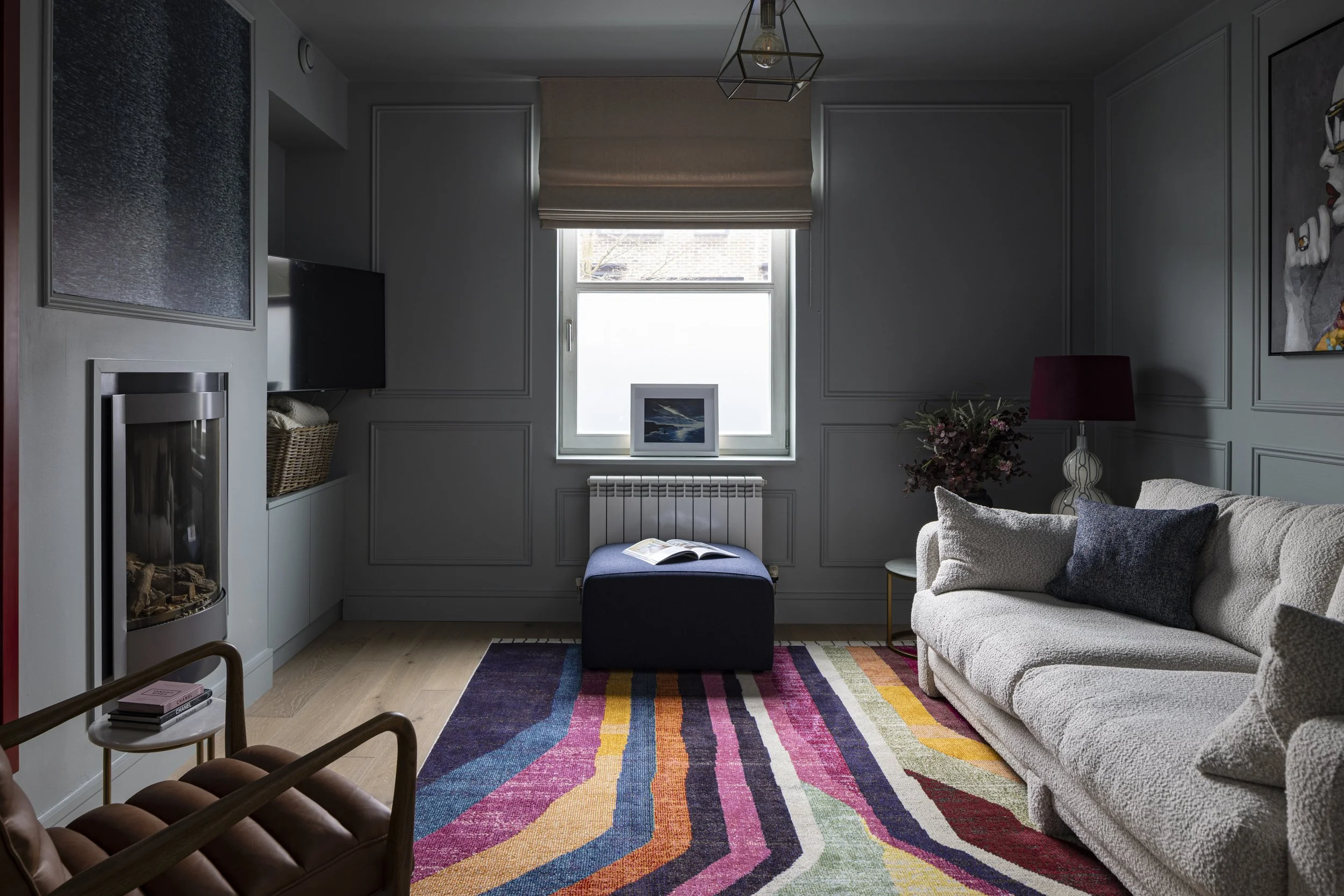 Grey blue living room