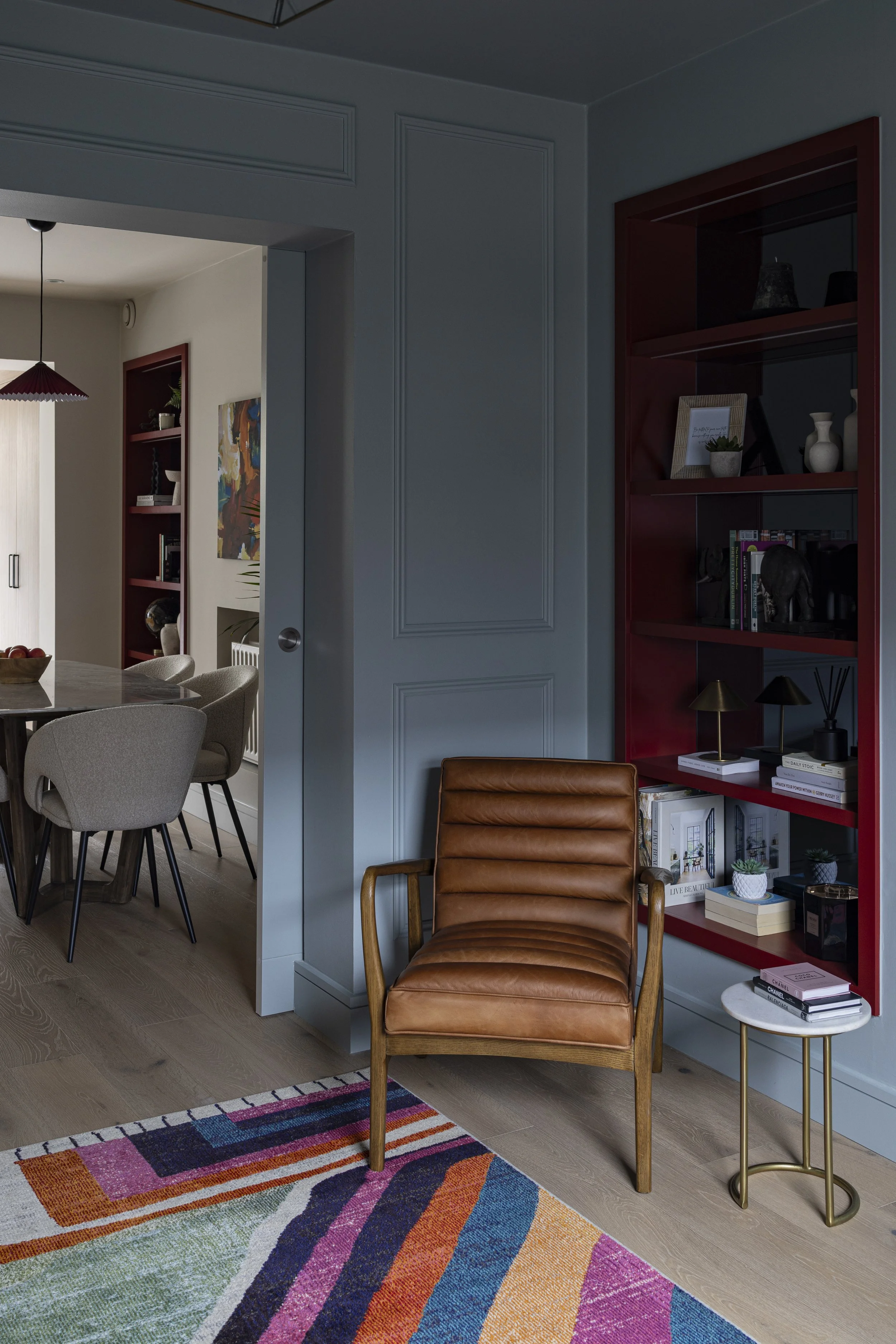 Tan leather armchair