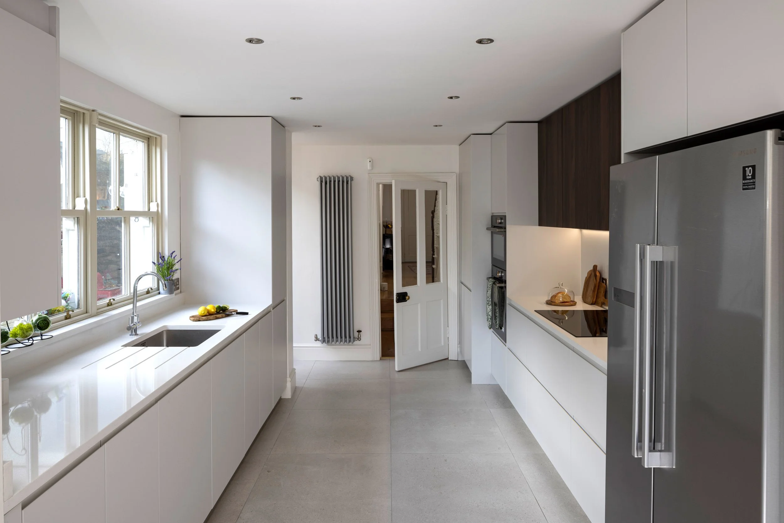 Contemporary Grey & Walnut Galley Kitchen 6
