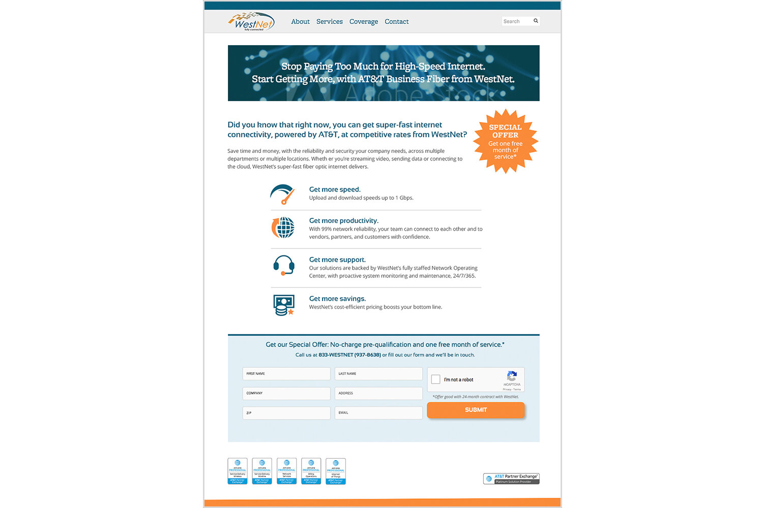 WestNet landing page