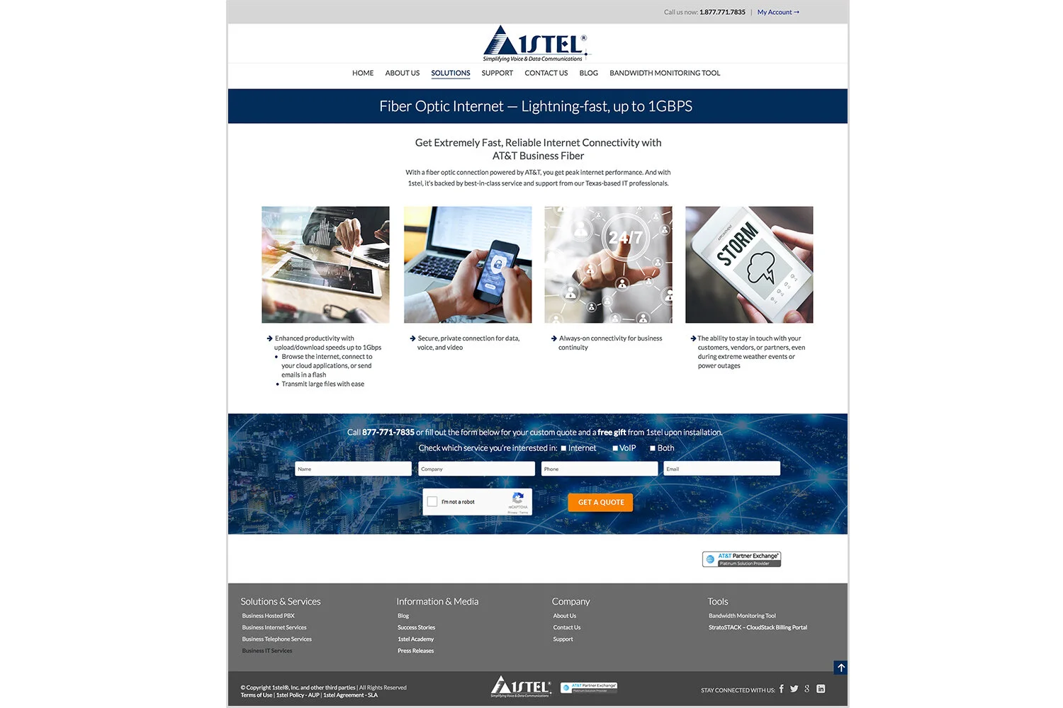 Landing Page: 1stTel