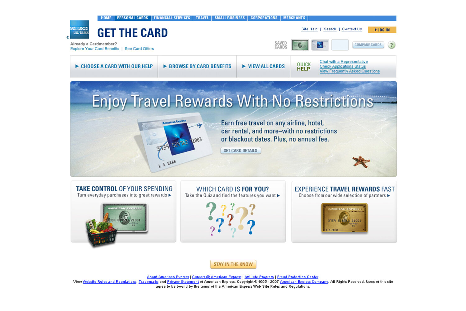 American Express landing page