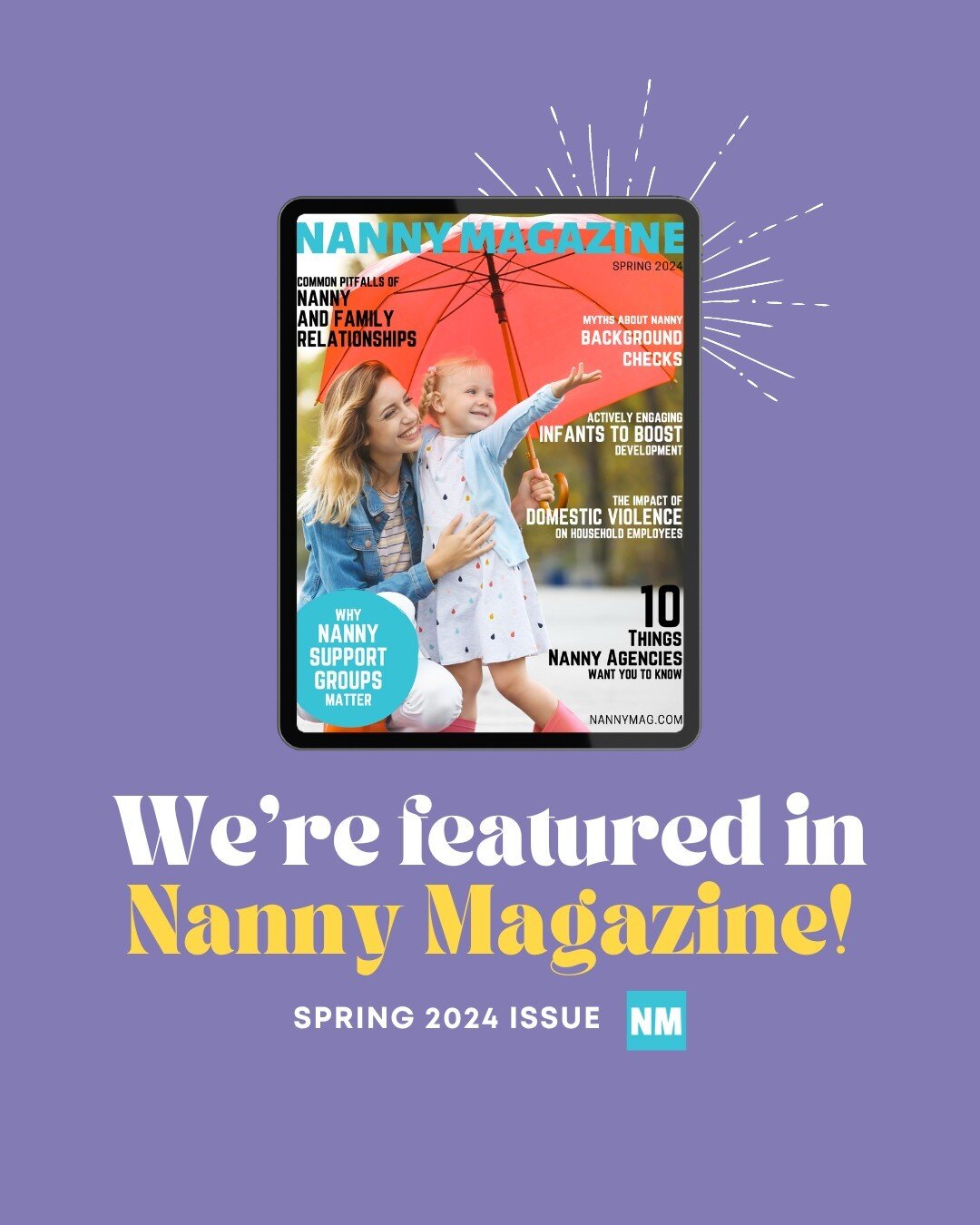 Have you heard the news? 🎉⁠
⁠
We're delighted and honoured to be featured in the Spring 2024 issue of @nannymagazine! 😊 ⁠
⁠
Grab your digital subscription to stay up to date on all nanny industry news, insights, tips and advice from leaders and ins