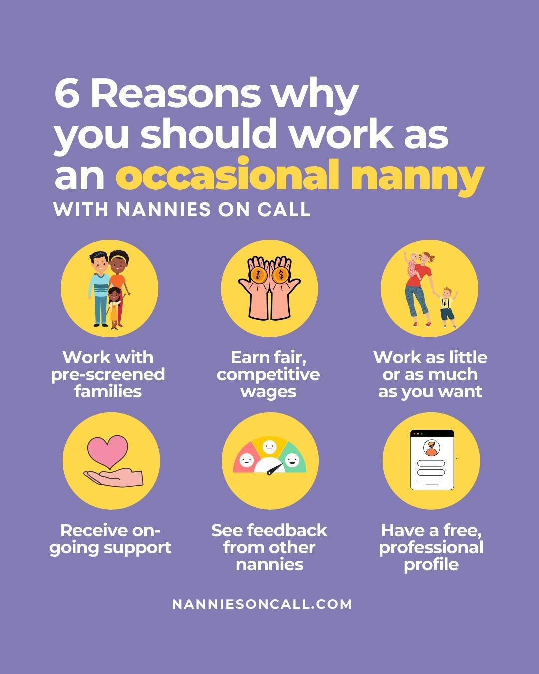 6 powerful reasons to join our team of occasional nannies in Vancouver, Calgary, Toronto and Ottawa! 🇨🇦 🙌🏼⁠
⁠
We recruit professional, high-calibre, nurturing, educated Nannies who are passionate about childcare for our in-home babysitting servic