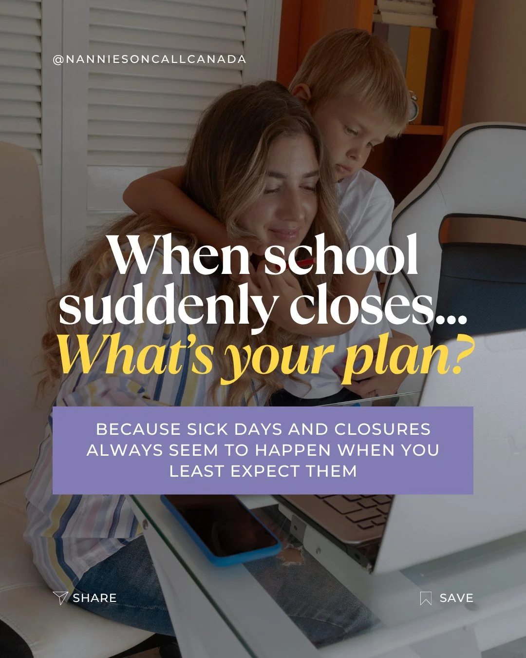 New school year, same surprises. 🚌 Closures, late meetings, and sick days, they don't check the calendar.⁠
⁠
That's what Nannies on Call is for: pre-screened, professional nannies available by appointment, whenever life throws a curveball.⁠
⁠
👉 Sub