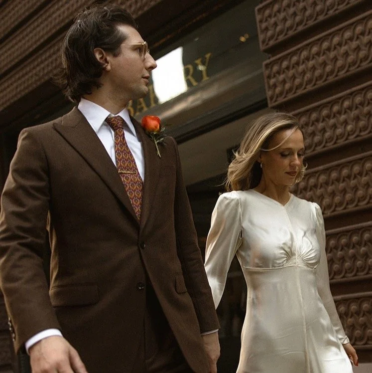 artsy bride and groom