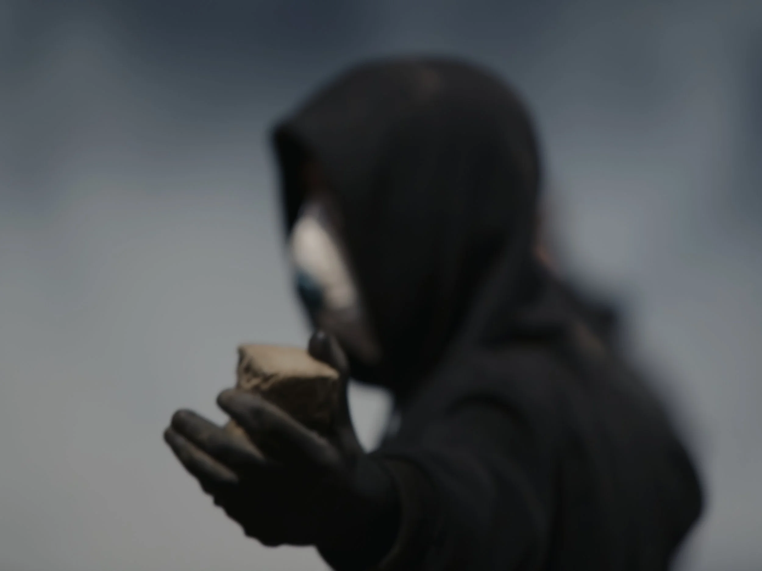 A demonstrator holds a stone moments before throwing it towards the Prime Minister’s Office.