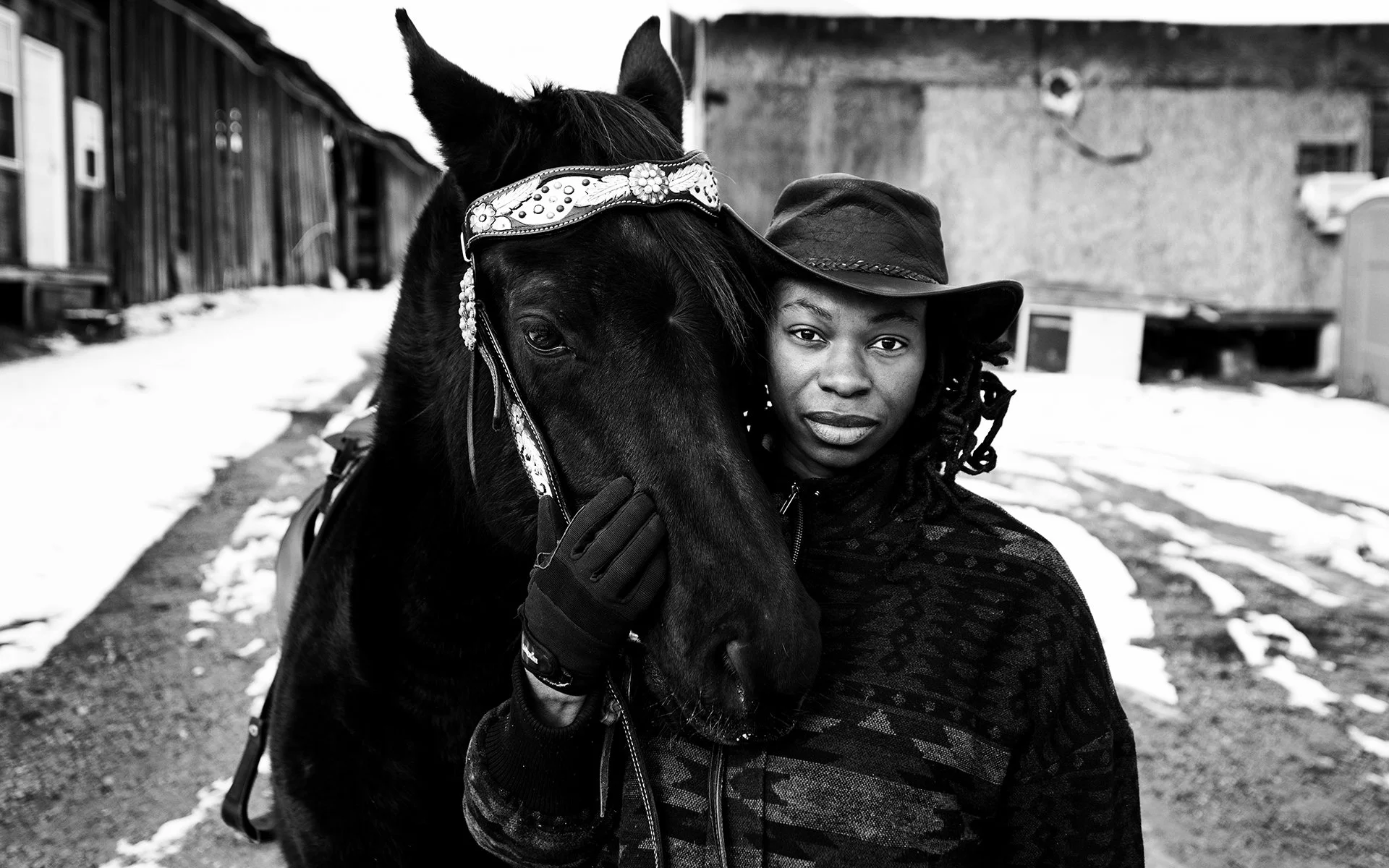 Portrait of Black Cowgirl, Caitlin Gooch, by Documentary Photographer Toni Smailagic for Black Cowboy Exhibit in Jacksonville, Florida