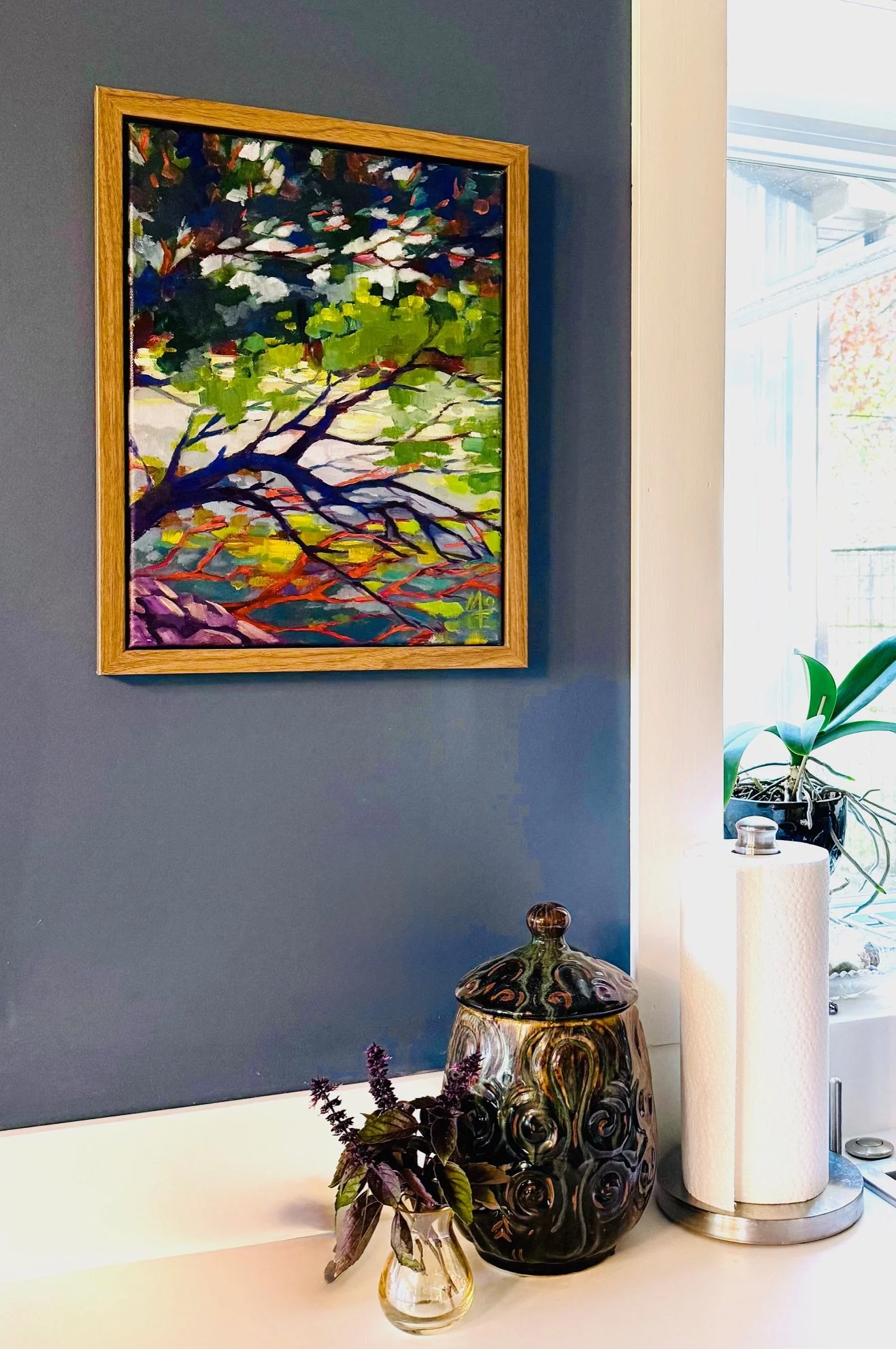 Oil painting on canvas with float frame