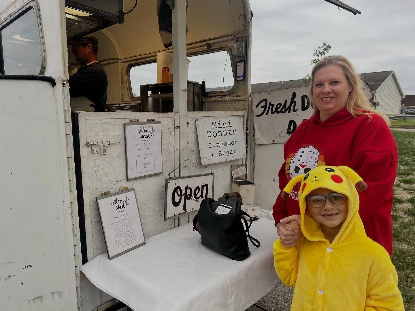 Here we go!
Donuts and Drafts (and Coffee!) is 9a-11a!
This time, Cotton Shed Donuts is here on site serving WARM, fresh mini donuts!
Grab a mimosa, a latte, or cold-brewski to go with it. 
See you soon! 🤘