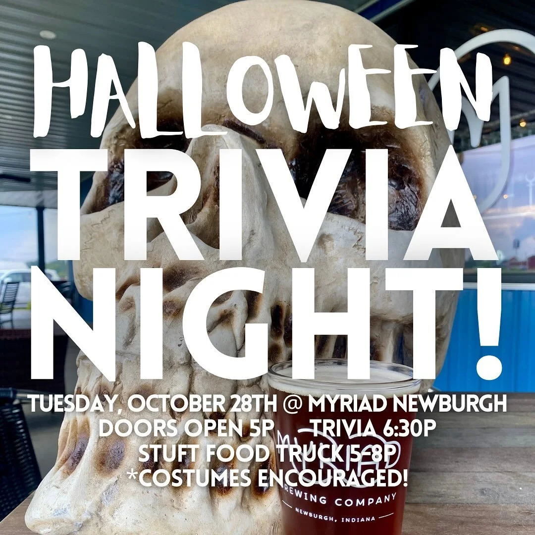 This Tuesday!
Halloween Trivia drink special: Apple Cider Mimosa
Costumes encouraged, totally not required. 
See you then 💀💀