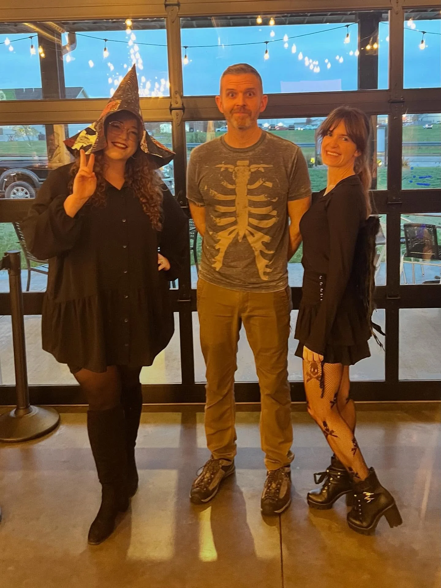 Joe’s faking that smile. 
He and Jamie showed up dressed the same and he lost the coin toss. 
Happy Halloween!