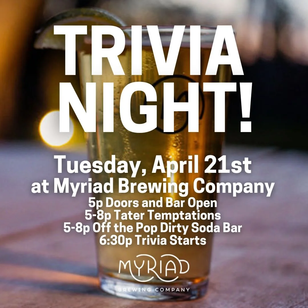 Fun Tuesday ahead!

Jamie and Alyssa are back in action with 5 rounds of trivia, prizes, and bad jokes! 

Also tonight:
5-8p NEW ✨Off the Pop Dirty Soda Bar
5-8p Tater Temptations 
6:30p Trivia starts 

It&rsquo;s a gorgeous day to spend at the brewe