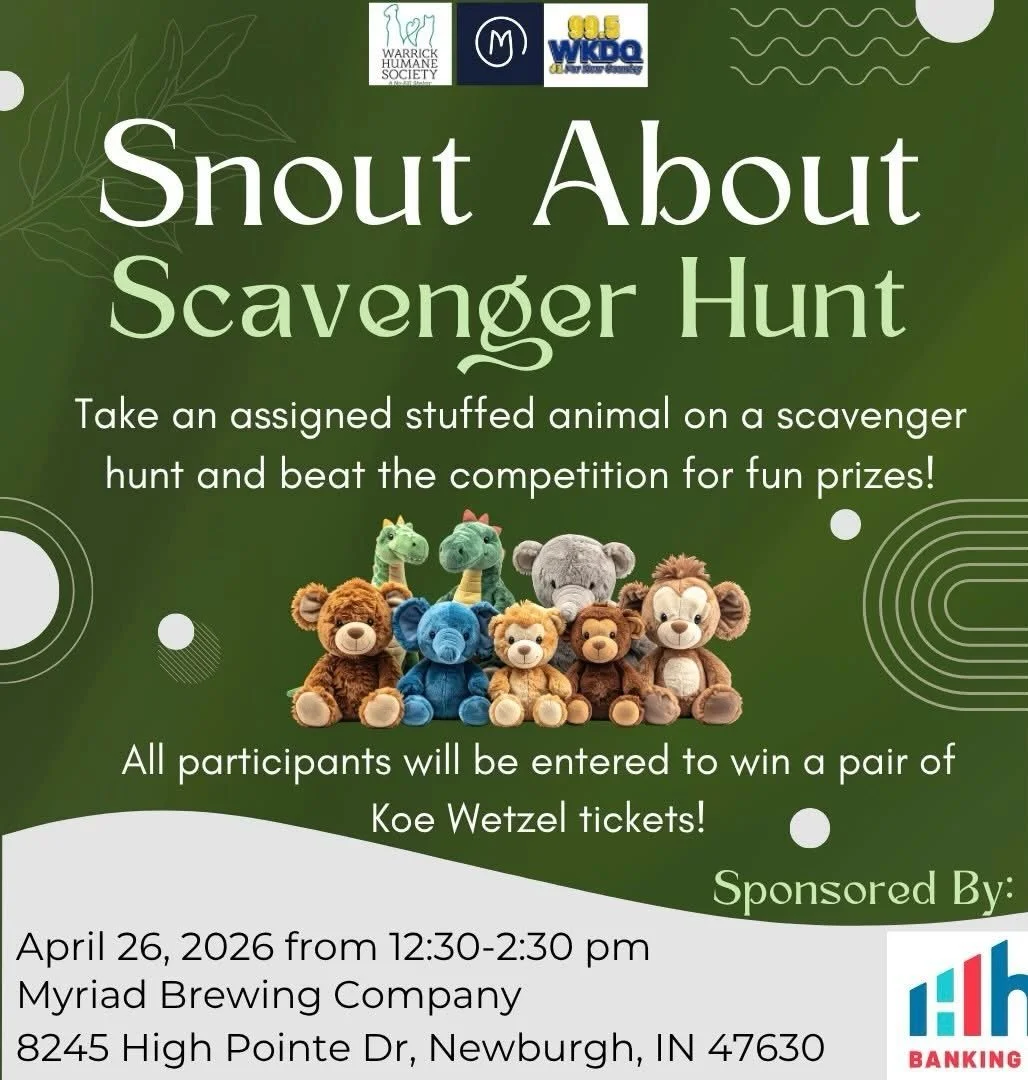 Fun Sunday in store at Myriad!

🐕 The Snout About Scavenger Hunt benefitting the @warrickhumanesociety is 12:30-2:30! There&rsquo;s still time to sign up at the door! 

🍕 And&hellip;Mother Truckers Pizzeria is back at the taproom serving pizzas and
