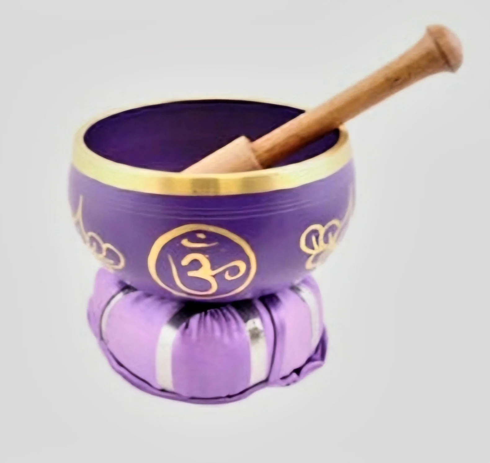Singing Bowl - Sound bowl - 7 Chakra bowl with cushion - Crown Chakra - Purple