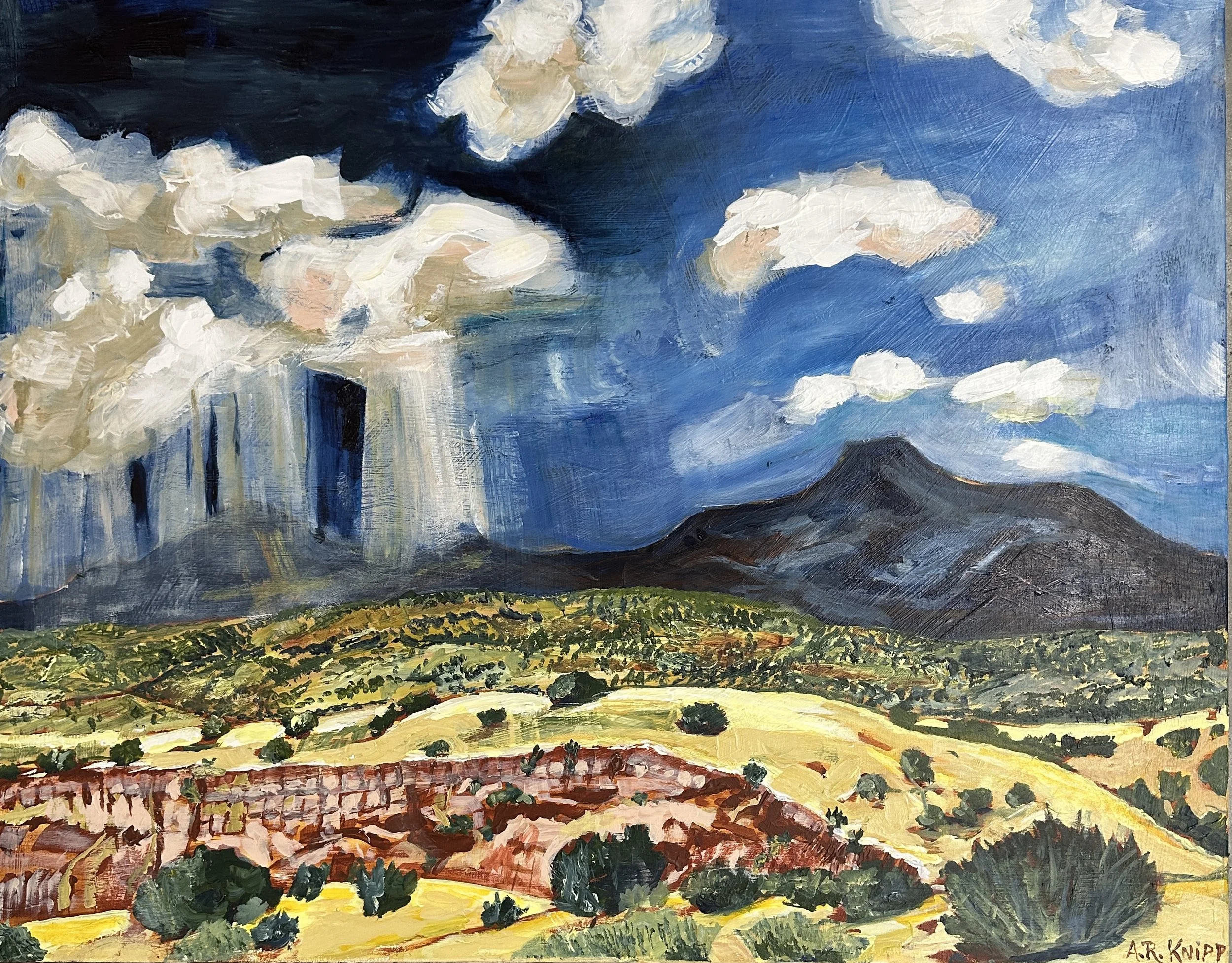 STORM OVER THE MOUNTAINS 36" X30" acrylic on gallery-wrapped linen