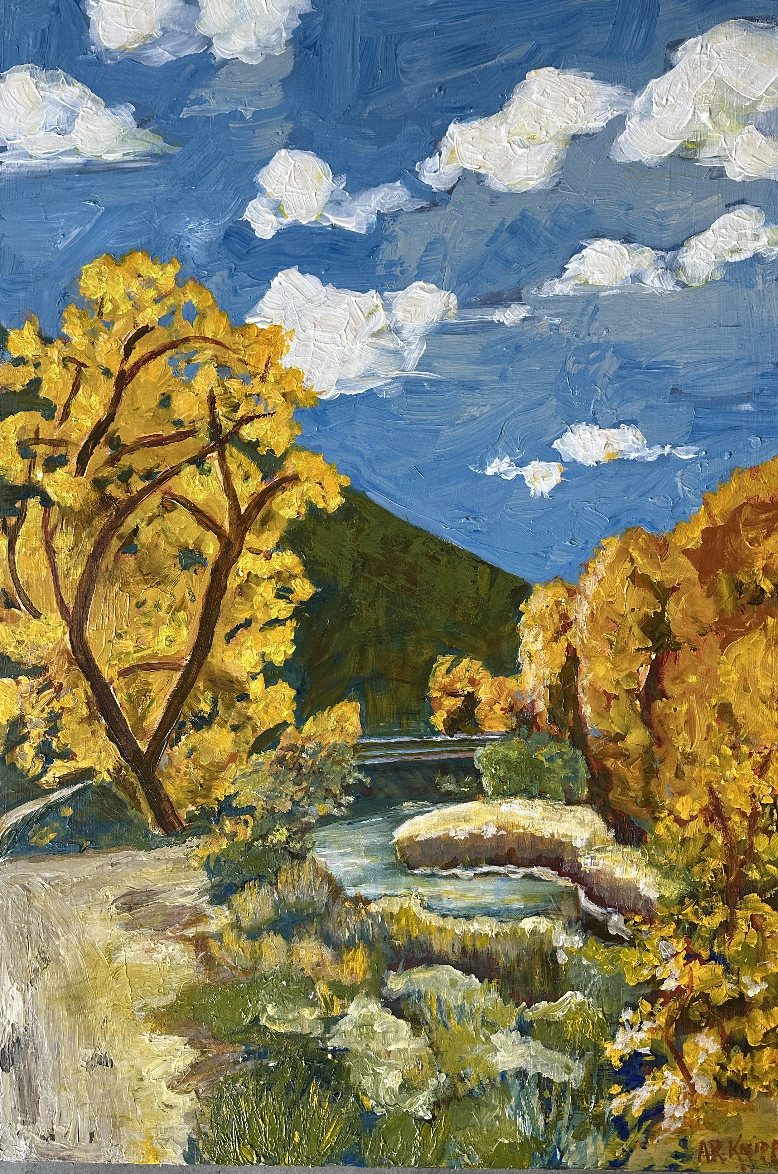 COTTONWOODS ON THE RIO GRANDE 30" x 40" acrylic on gallery-wrapped linen