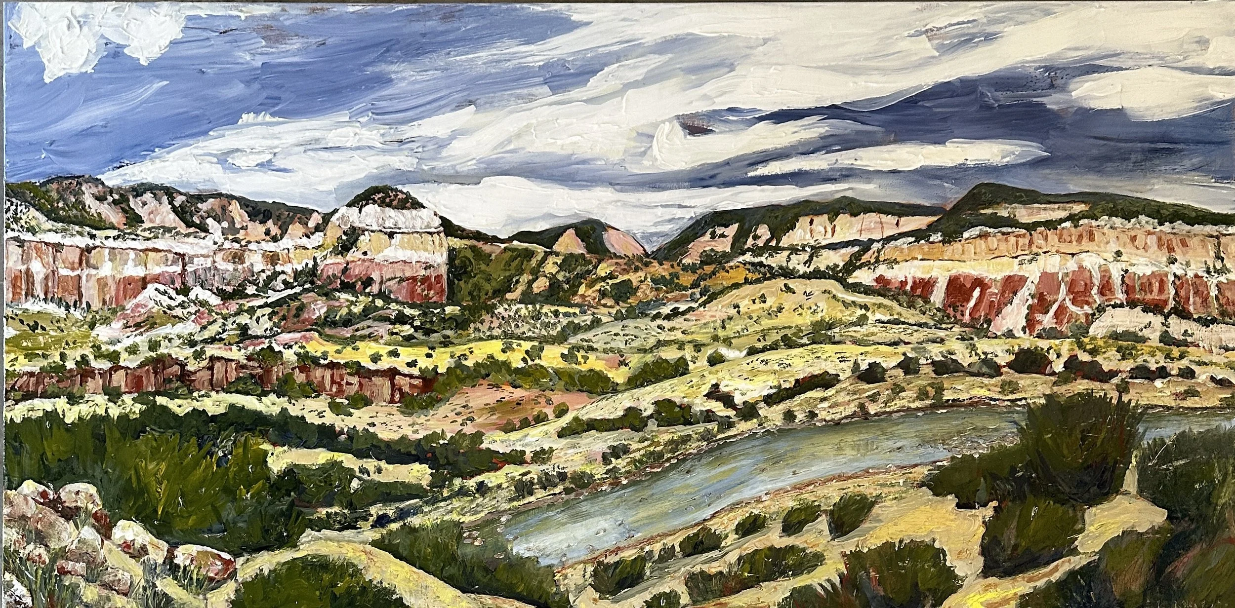 RIVER AND MOUNTAINS                                                        36" X 24" acrylic on gallery-wrapped linen