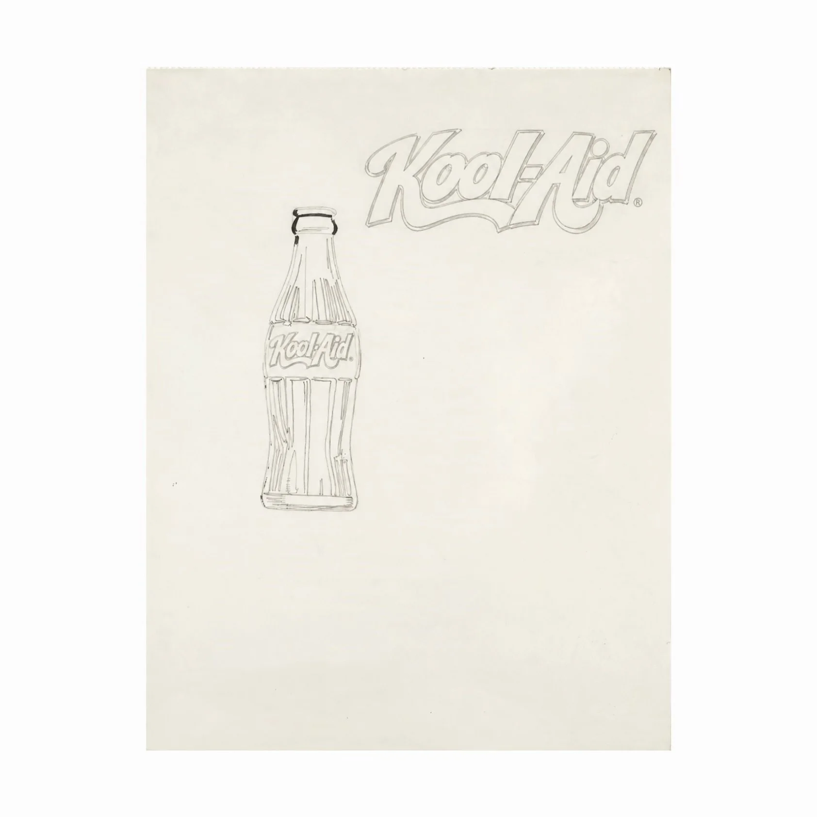 'Kool Aid No. 2': graphite on paper, 40cm x 29cm- after Andy Warhol's 'Coca Cola Sketches'