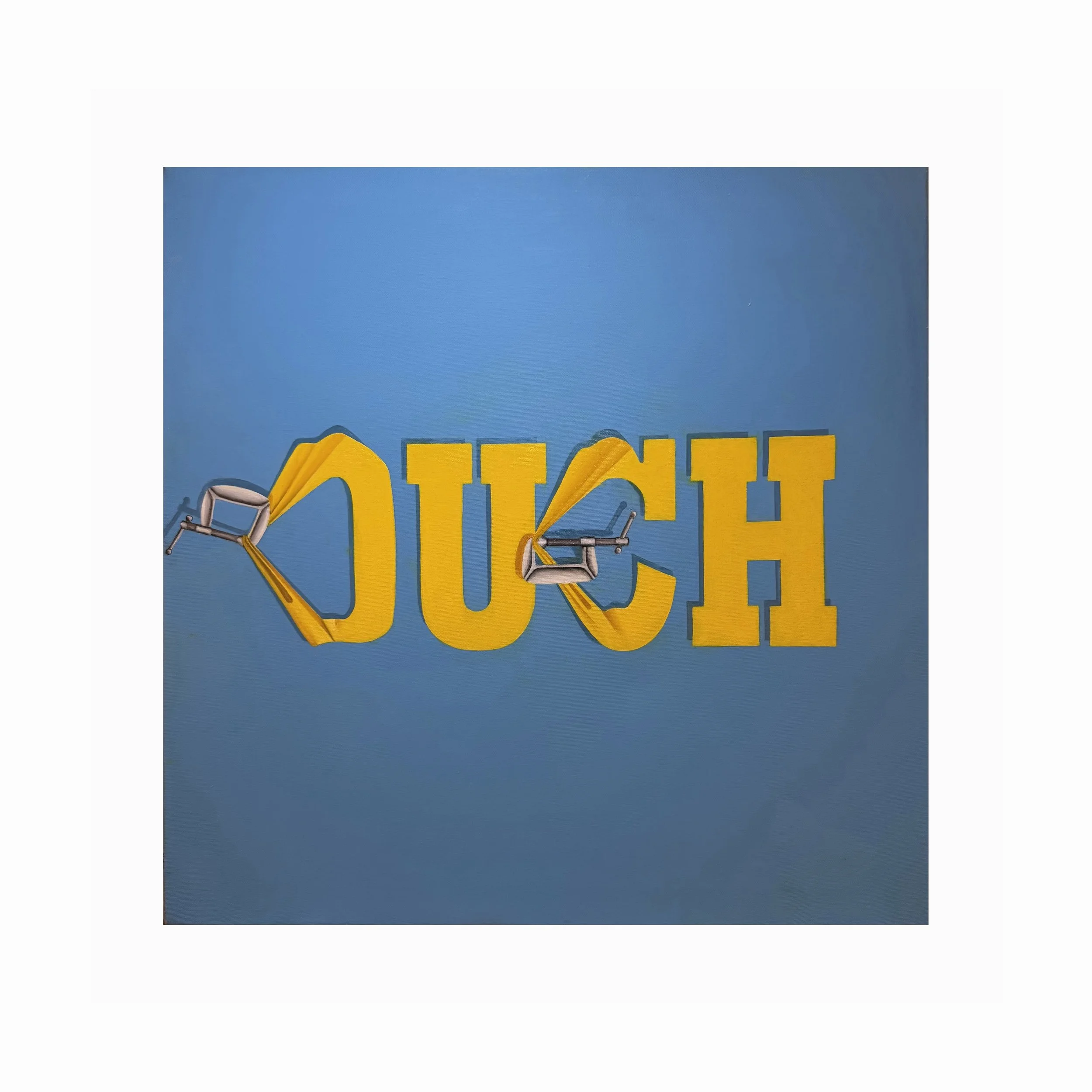 'OUCH': oil on canvas, 70cm x 70cm- after Ed Ruscha