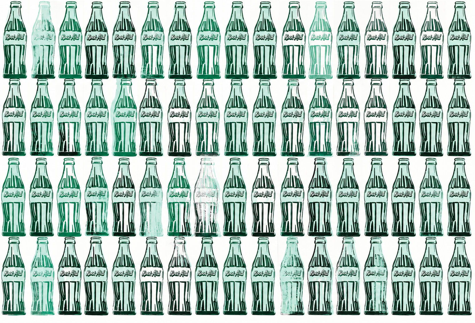 'Green Kool Aid Bottles' : archival digital print, 140cm x 120cm- after Andy Warhol