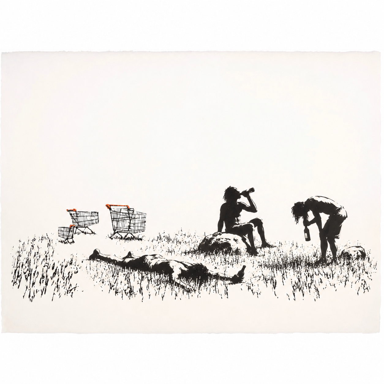 'Trollied': spray paint on paper, 76cm x 56cm- after Banksy