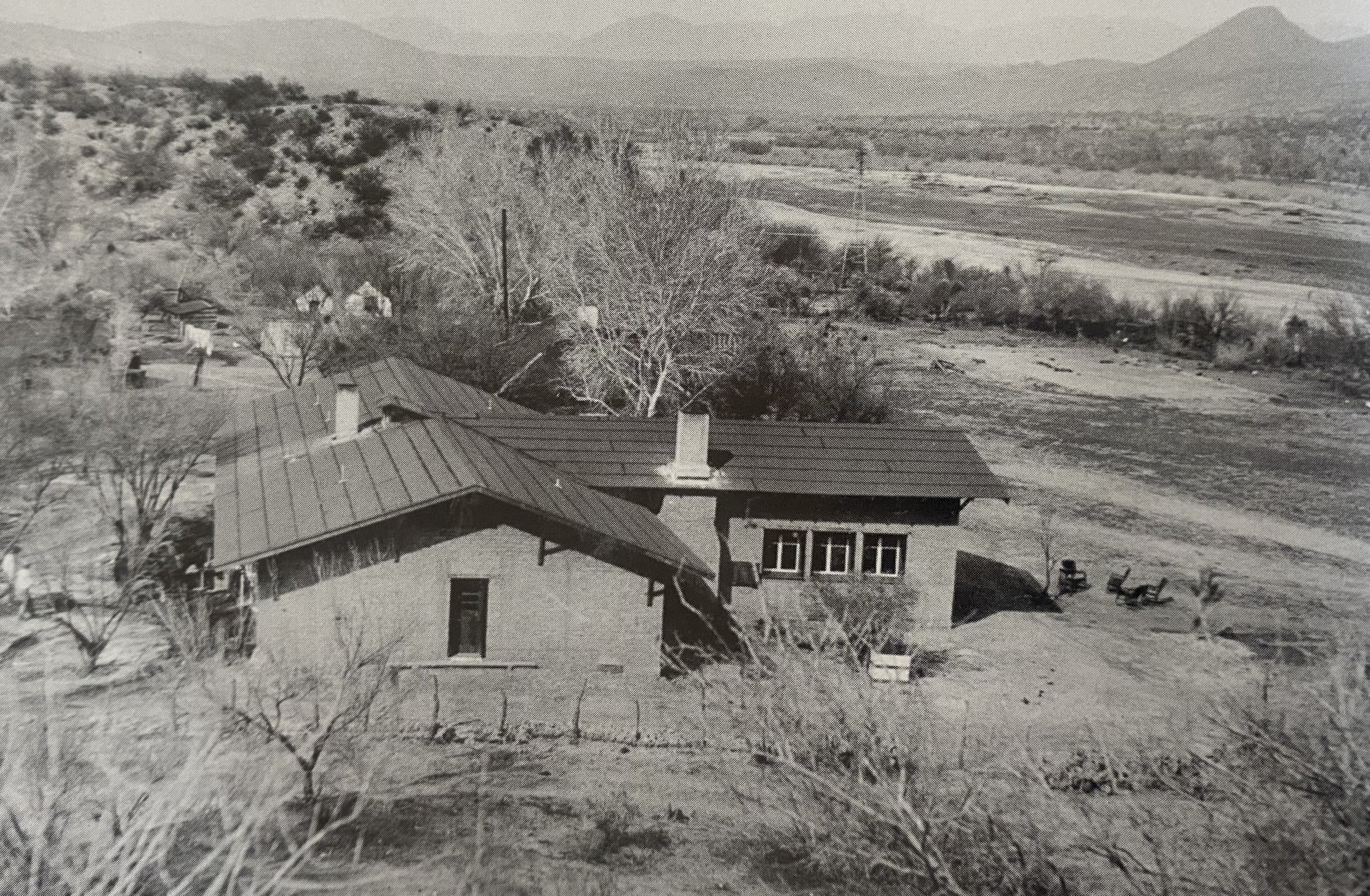 In 1925, Lowdermilk took a partner, Henry Warbasse, with the goal of developing a full-time dude ranch. The first structure they built was the large adobe lodge, which is still used to house guests. The rafters of the main lodge were taken from the o