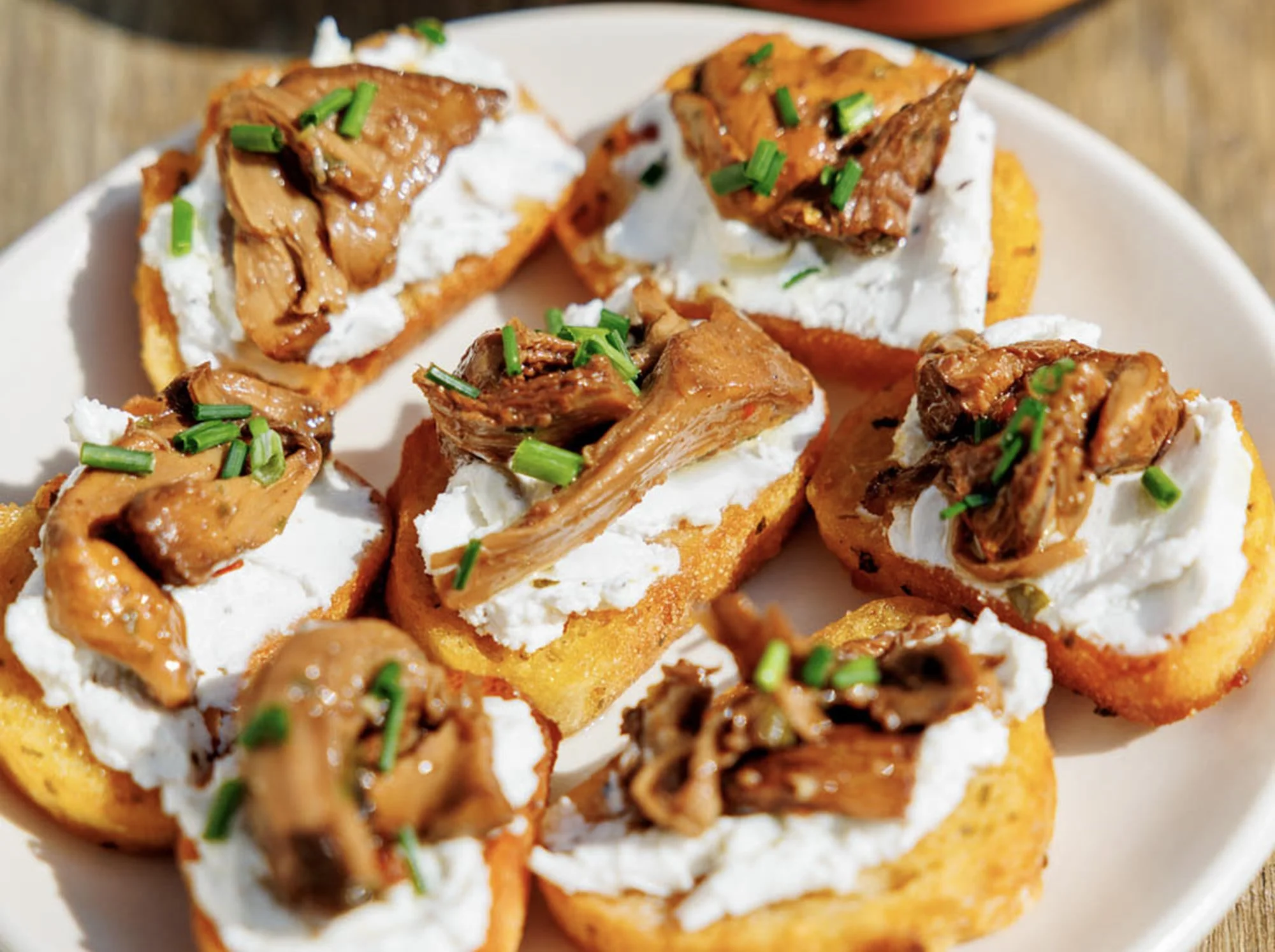 Chanterelle Crostini with Chèvre and Chives