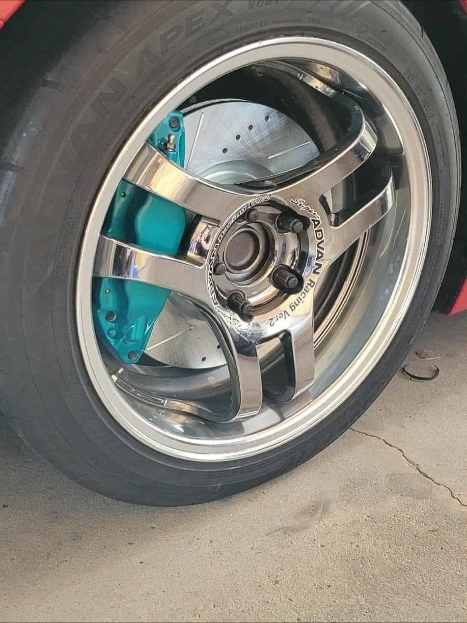 STI calipers in Illusion Ice for a sweet 3 spoke Advan setup online client&rsquo;s BRZ. Super rad. Hardware also cerakoted