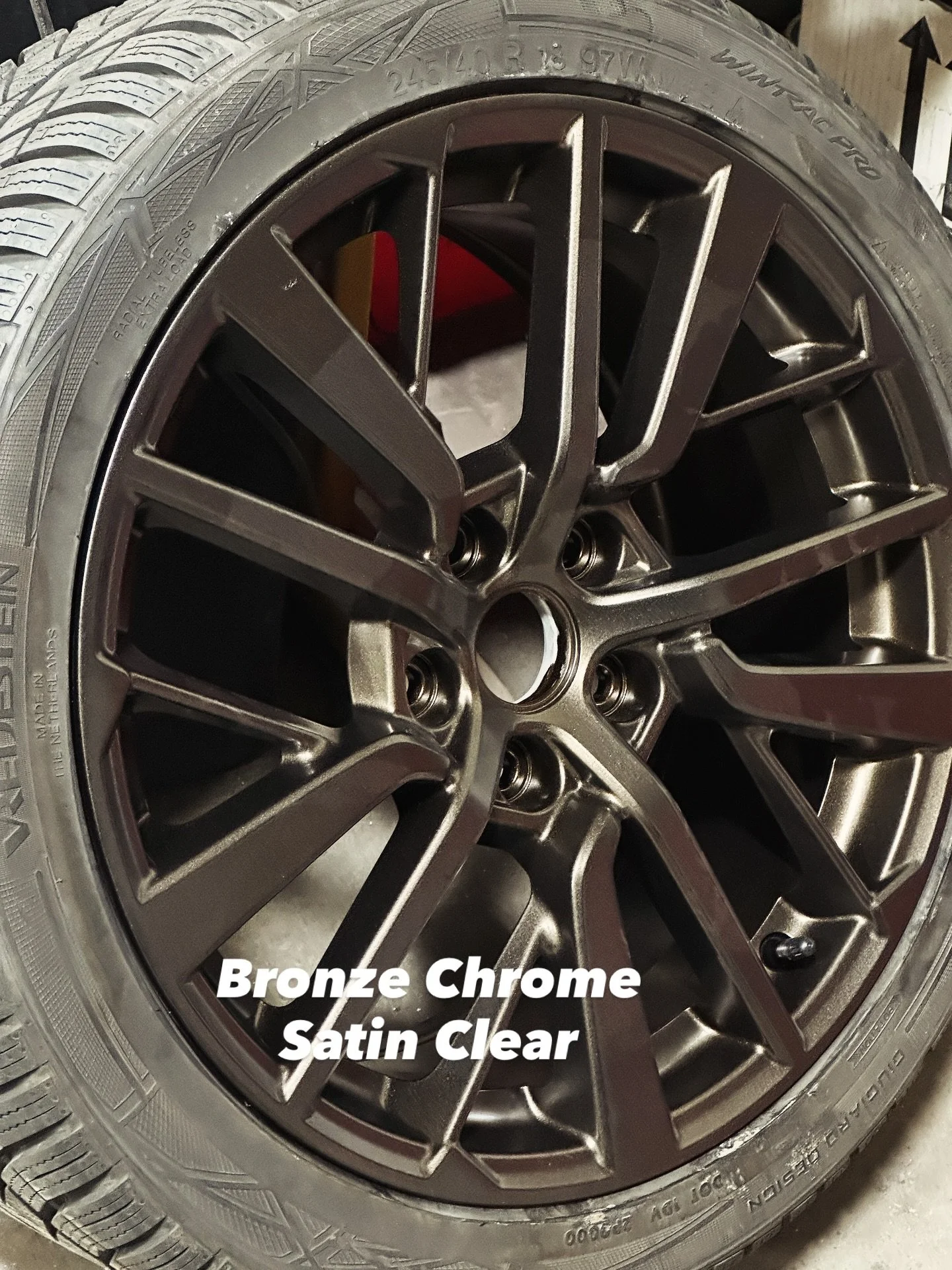 Subaru WRX wheels in for some serious love before coating in Bronze Chrome and satin clear, Vredestein winter tires mounted and balanced and ready for a long hard Utah Winter.