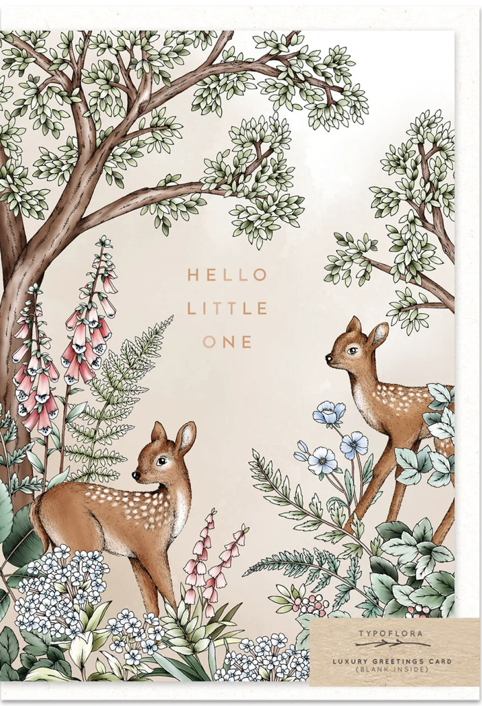 Hello Little One Card- Deer Pink