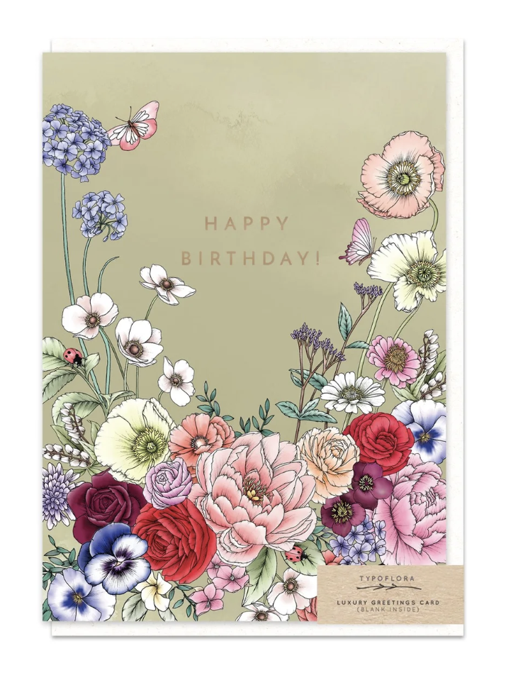 Happy birthday card- Green & Floral