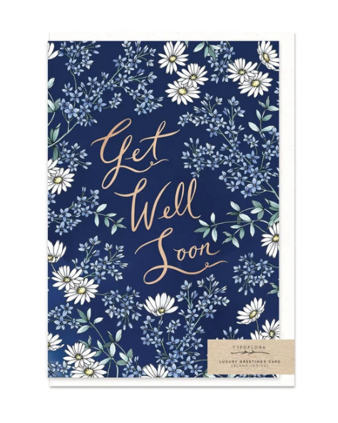 Get Well Soon Card - Dark Blue