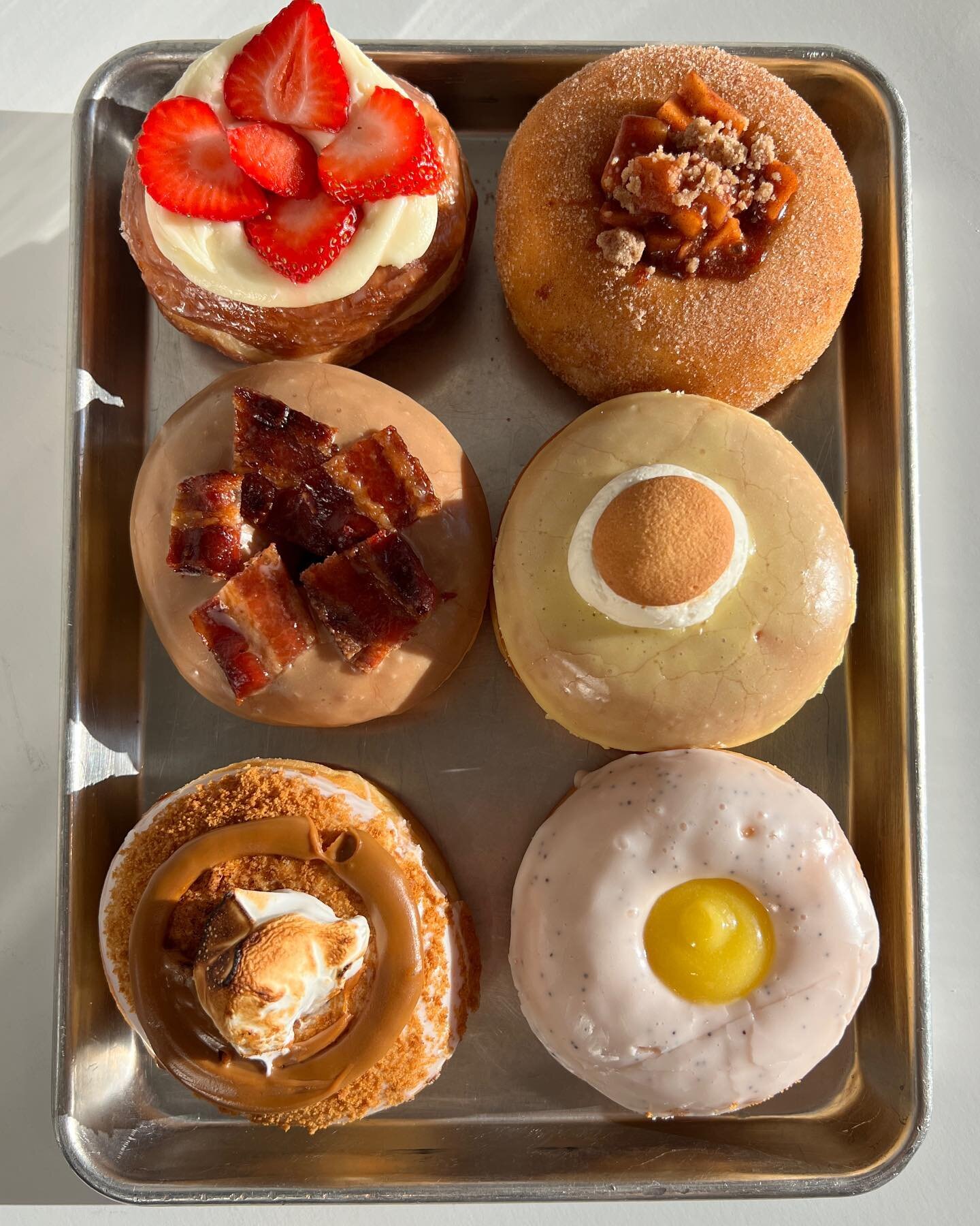 Happy September! We have several new donuts for the new month 🥳

* Strawberry Cronut
* Apple Pie
* Maple Bacon
* Banana Cream Pie
* Cookie Butter S&rsquo;mores
* Lemon Poppyseed