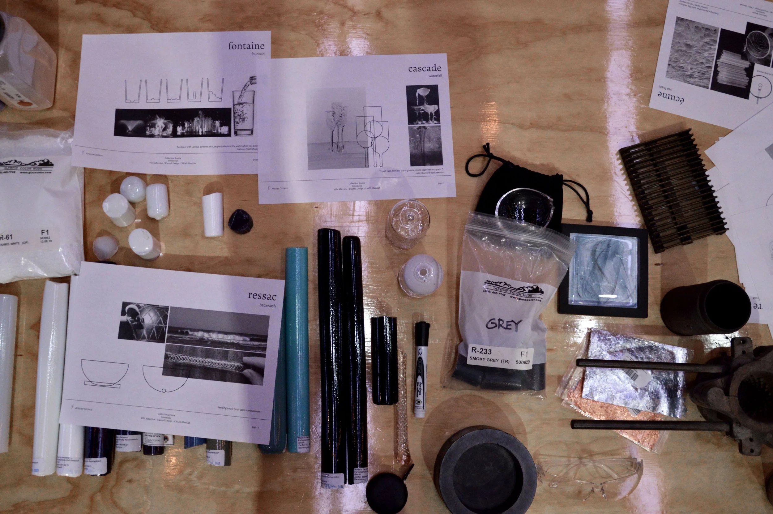 Atelier George-Corning Museum of Glass Residency-Day 1-1-Research table.jpg