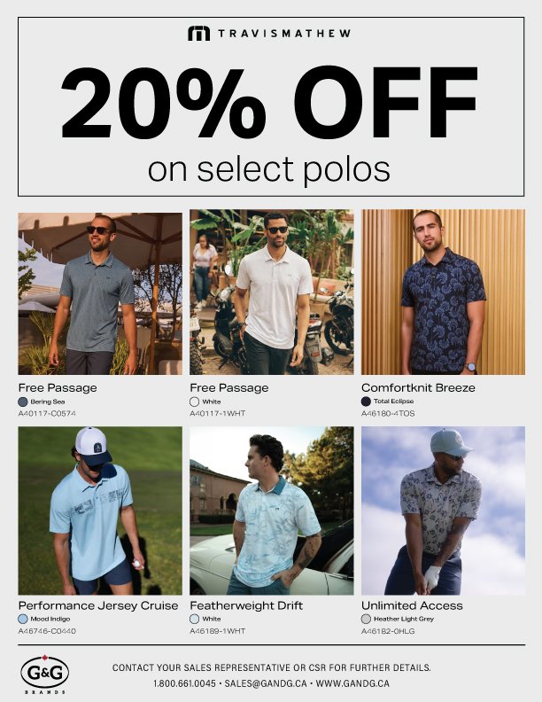 20% Off Select TravisMathew Polos