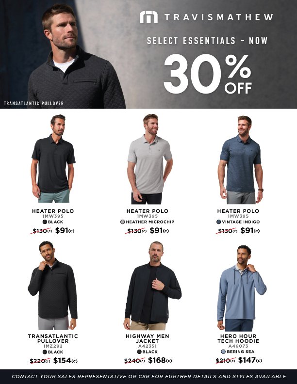 Select TravisMathew Essentials Now 30% Off