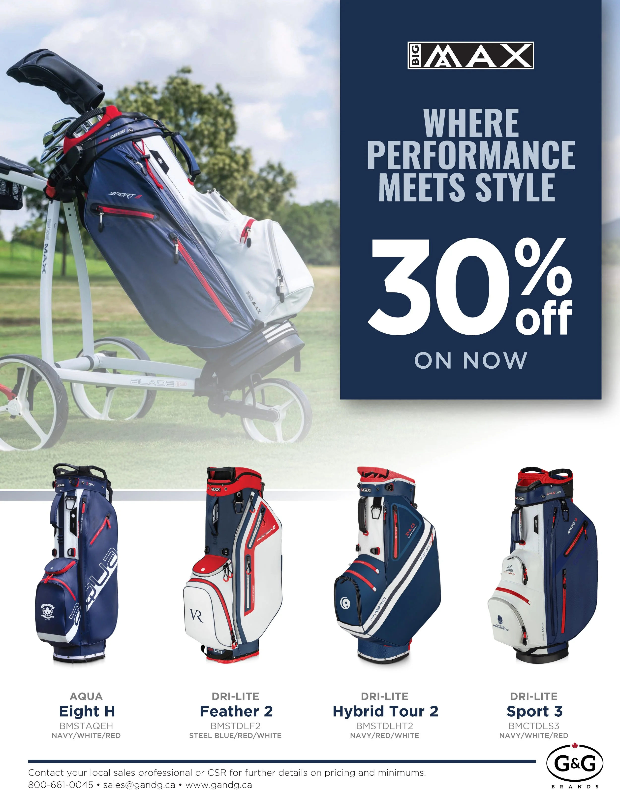 30% Off Select Big Max Golf Bags