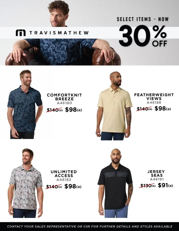 30% Off TravisMathew Polos