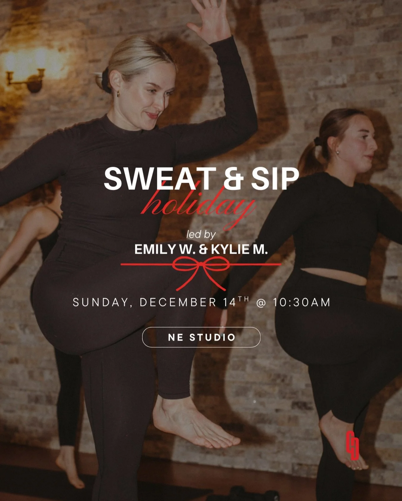 We&rsquo;re bringing it back! 🔔 

Join us for Holiday themed Sweat &amp; Sip on Sunday, December 14th at 10:30am! Enjoy a 60min co-taught flow X sculpt class with @emilyrweeks &amp; @kyy_mo❣️ Come for class and stick around for cozy drinks and snack